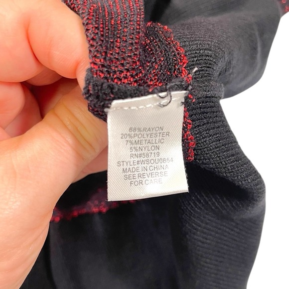 NY Collections 3x Red/Black  Sparkly Sweater Dress Metallic Stretch Romance Goth - Picture 9 of 9